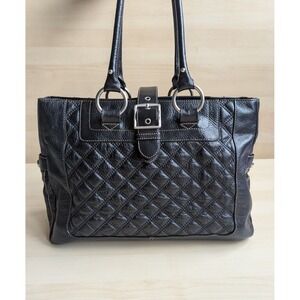 The Sak Pink Label Quilted Black Leather Tote Satchel Large Bag